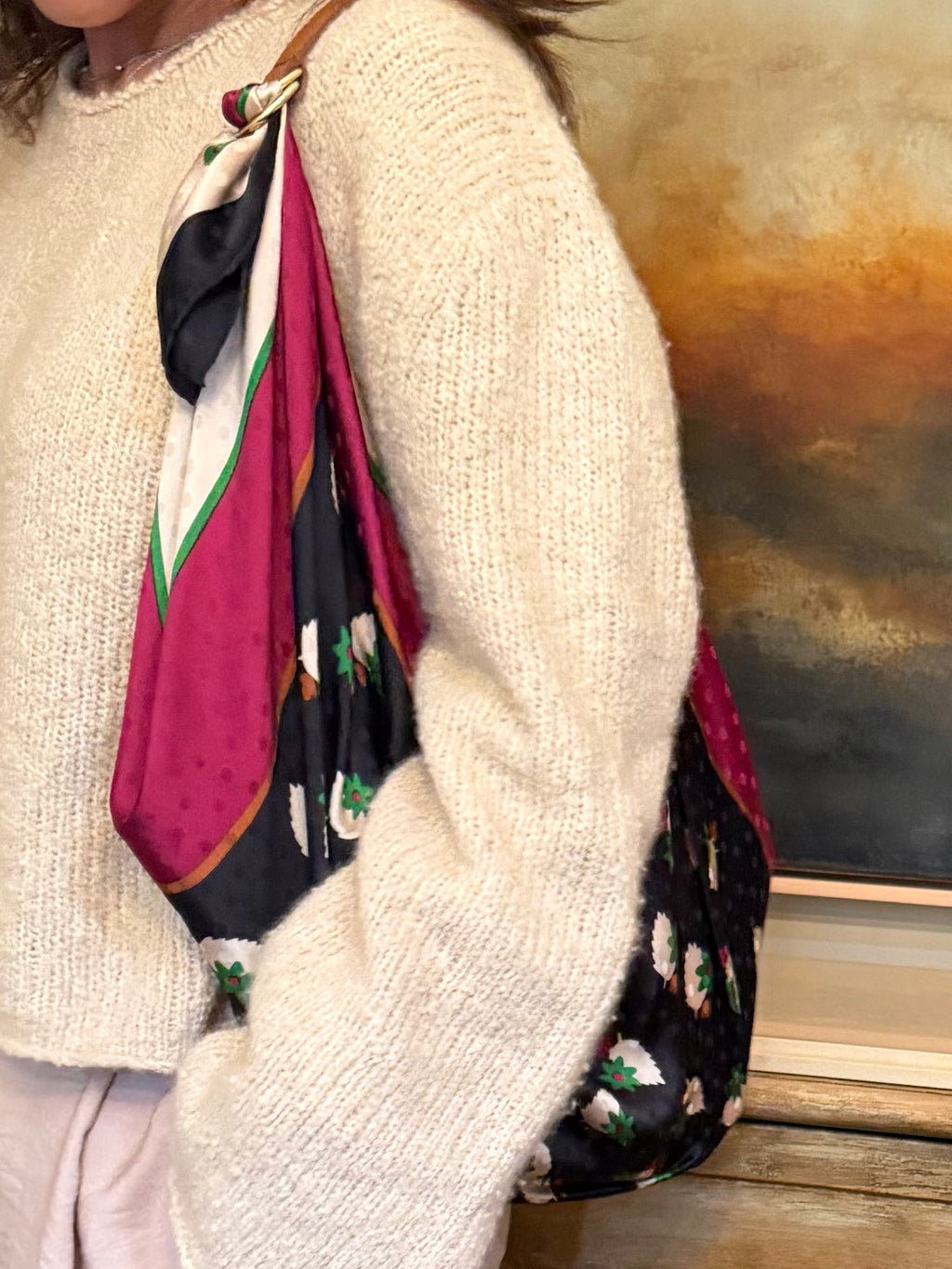 Le Noué — Vintage Yves Saint Laurent Silk Carré, Floral Motif