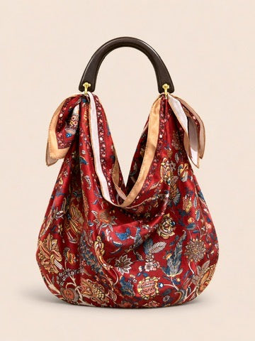 Le Noué — Silk Midi, Red Botanical