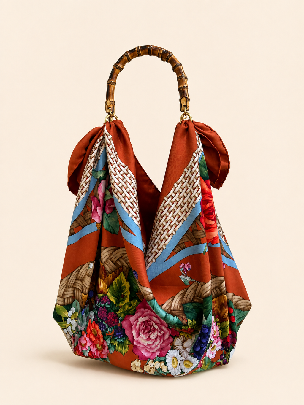 Le Noué — Vintage Gucci Silk Carré, Wreath & Wicker