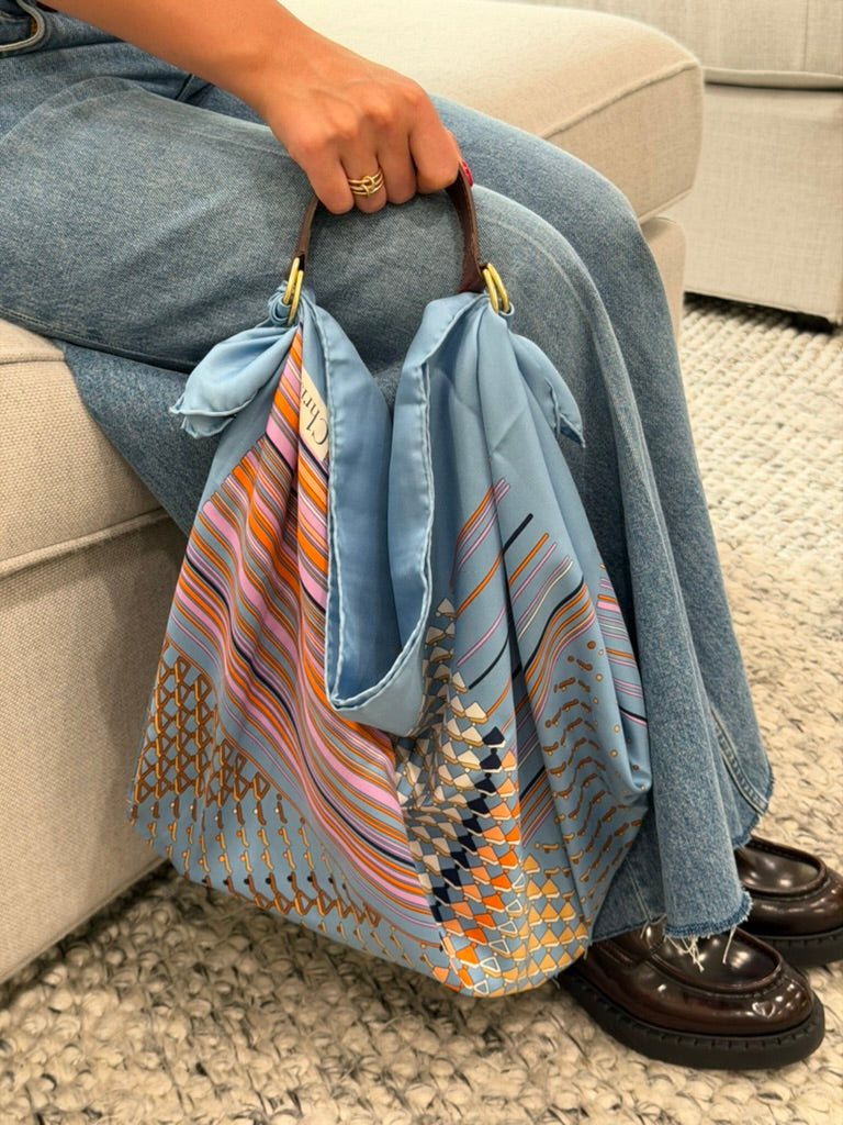 Le Noué — Vintage Christian Dior Silk Midi, Geometric Patchwork
