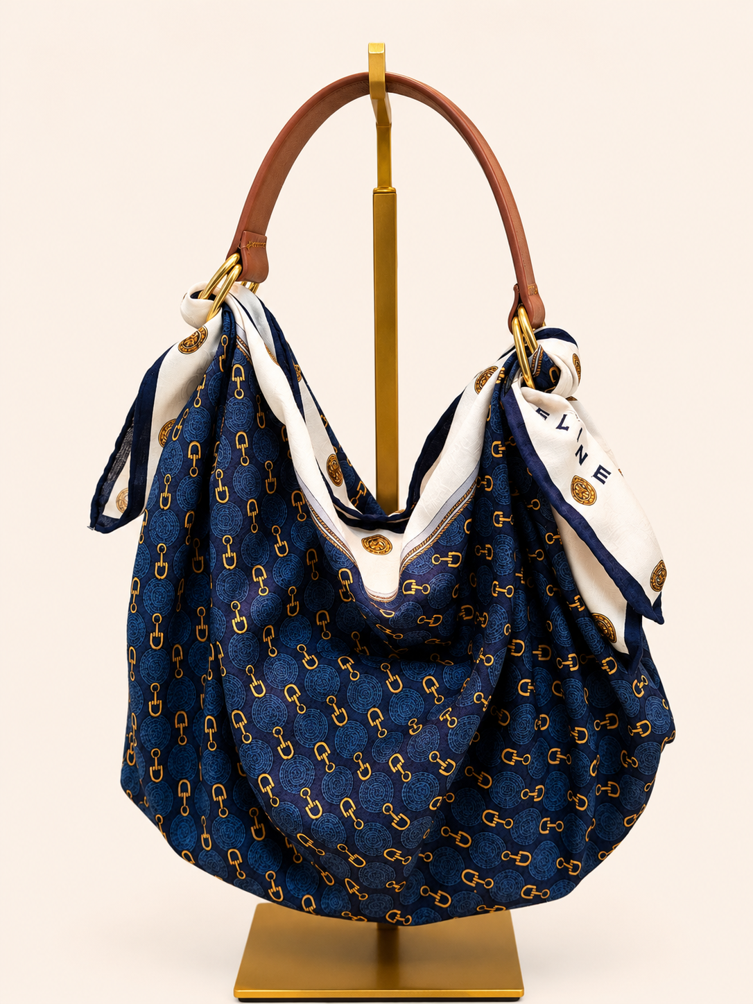 Le Noué — Vintage Celine Cotton Petite, Cream & Blue