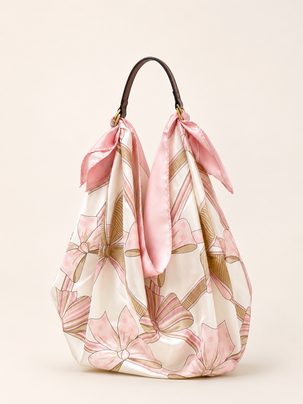 Le Noué — Silk Carré, Blush, Ribbon Bow