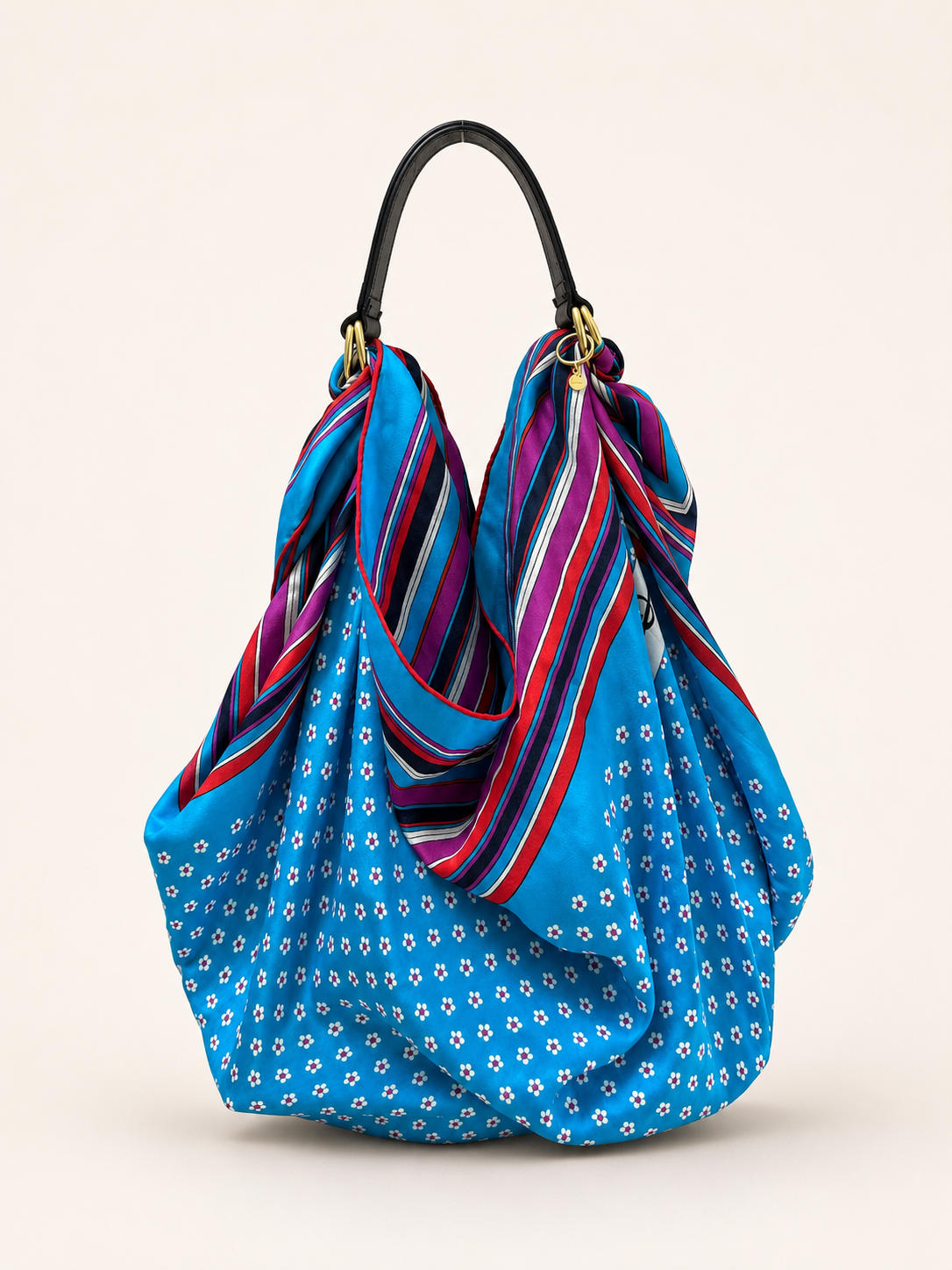 Le Noué — Vintage Yves Saint Laurent Silk Carré, Striped Dot