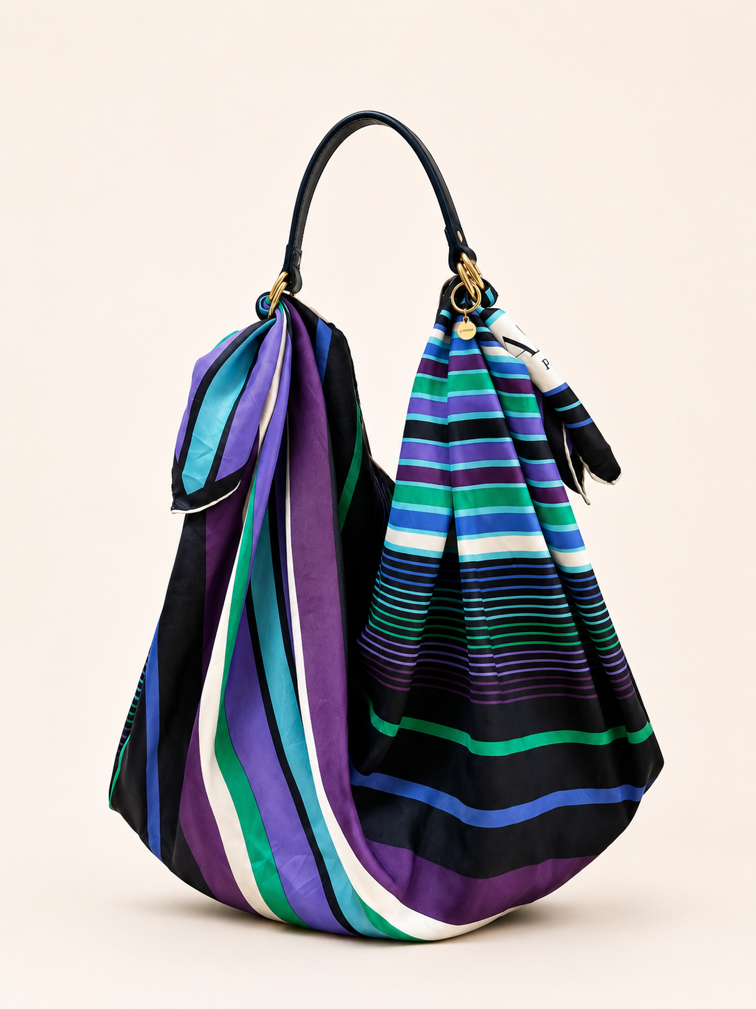 Le Noué — Vintage Lanvin Silk Midi, Diagonal Stripe