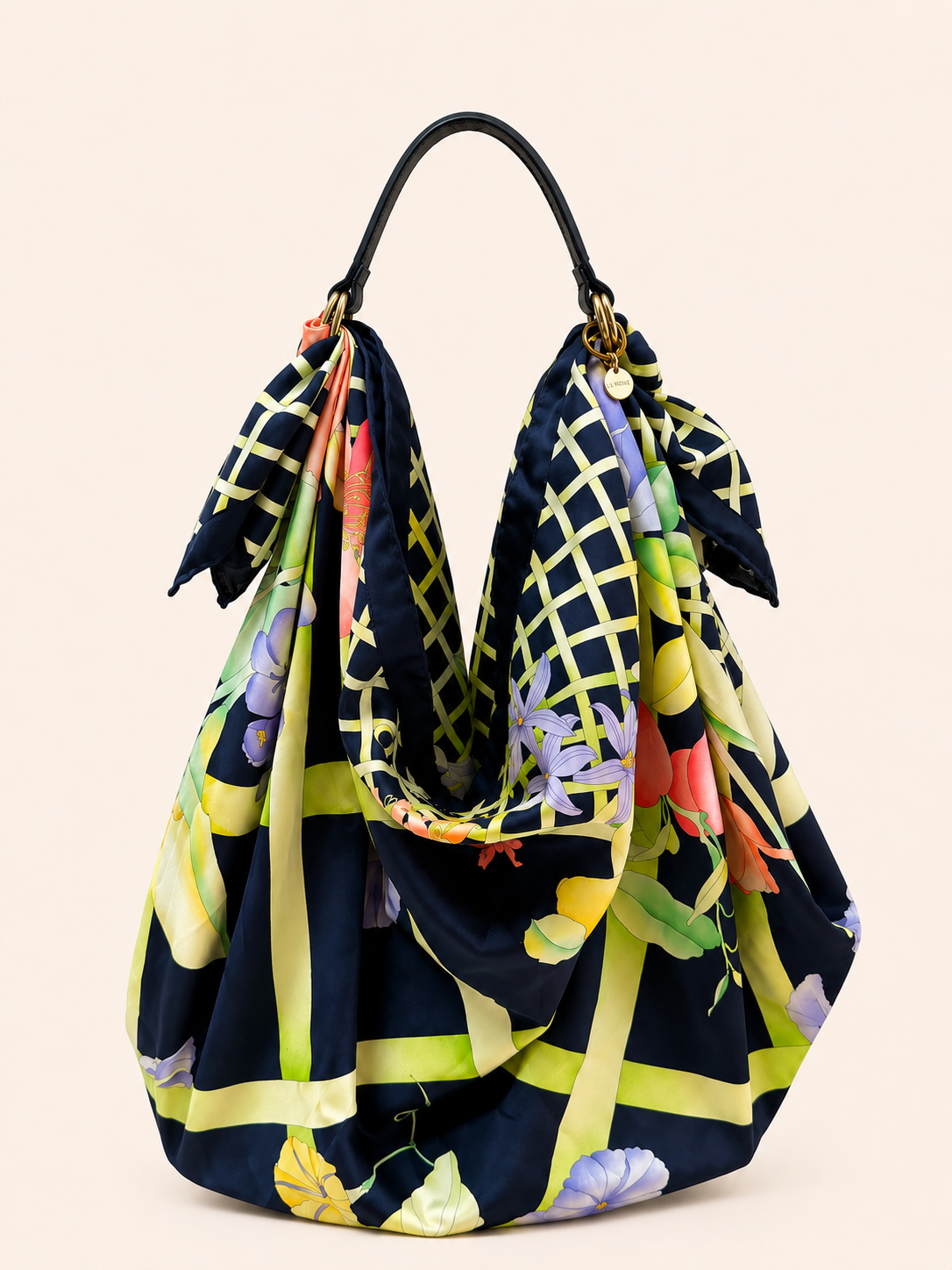 Le Noué — Vintage Leonard Silk Carré, Trellis Floral