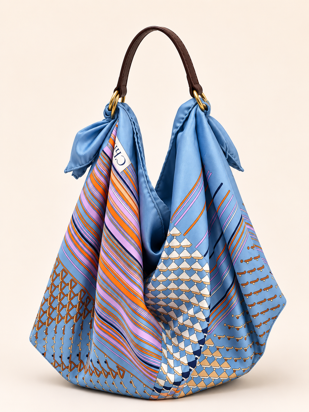 Le Noué — Vintage Christian Dior Silk Midi, Geometric Patchwork