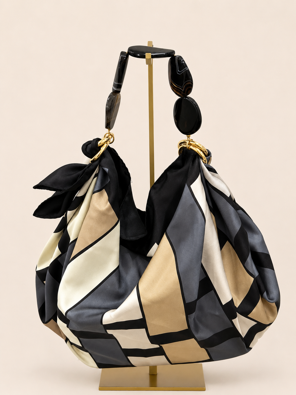 Le Noué — Silk Midi, Noir, Camel & Grey