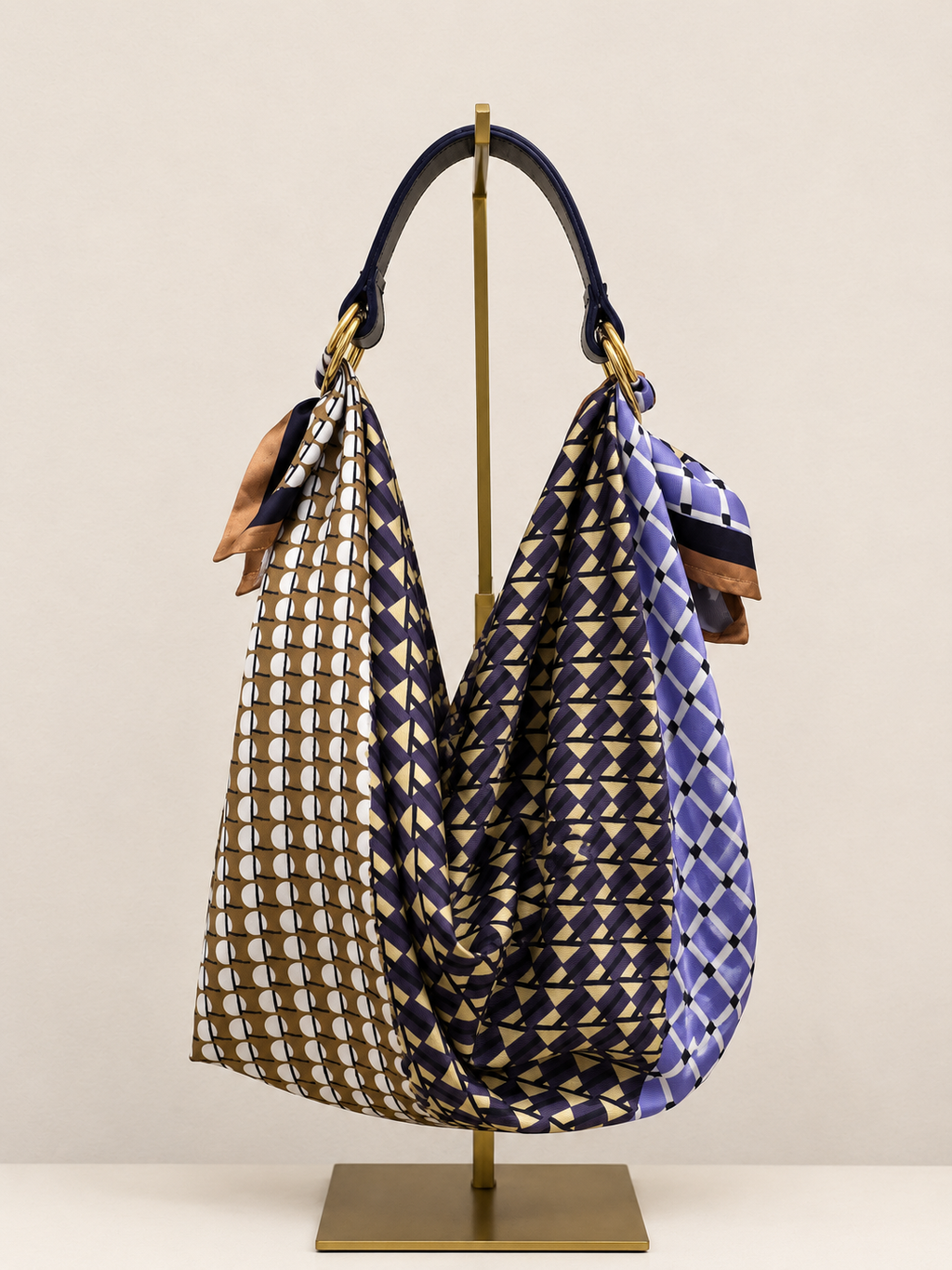 Le Noué — Silk Midi, Periwinkle & Camel